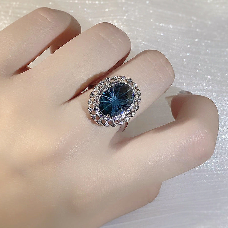 Women's Natural Fireworks Blue Topaz Ladies Live Rings