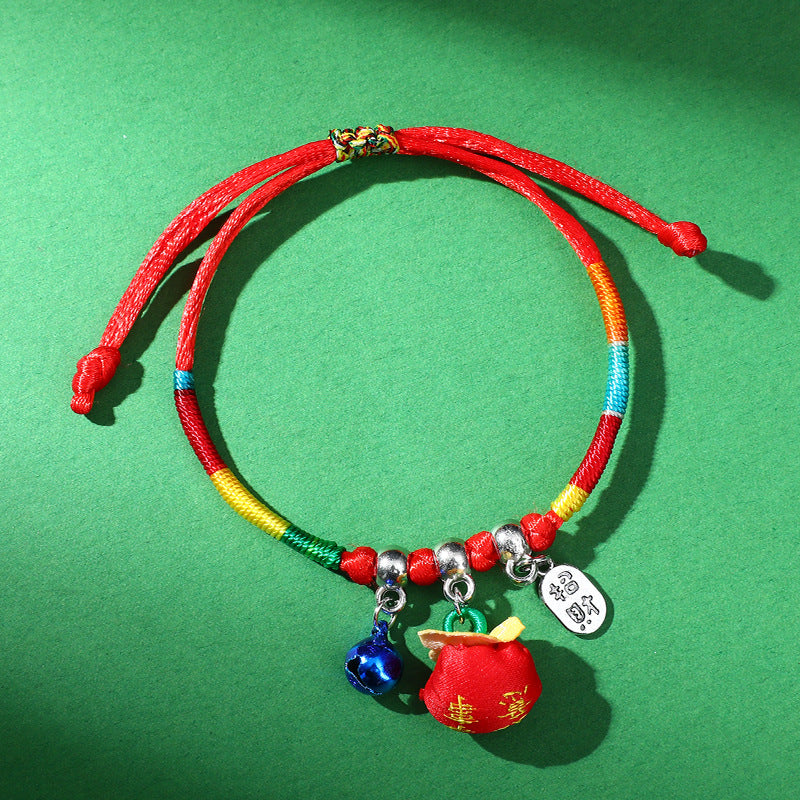 Children's Dragon Boat Festival Colorful Rope Small Tiger Head Lucky Bag Bracelet