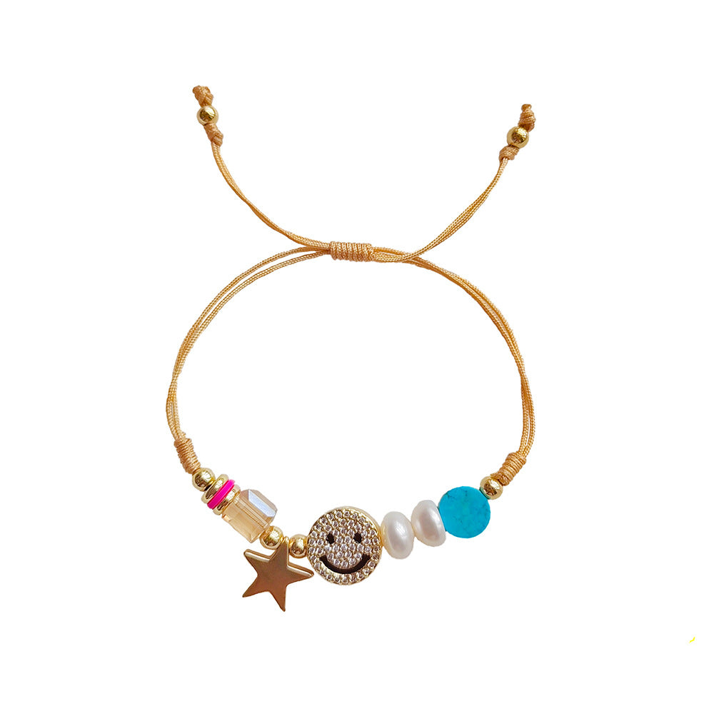 Women's Light Luxury Twin Turquoise Hand-woven Smiling Bracelets