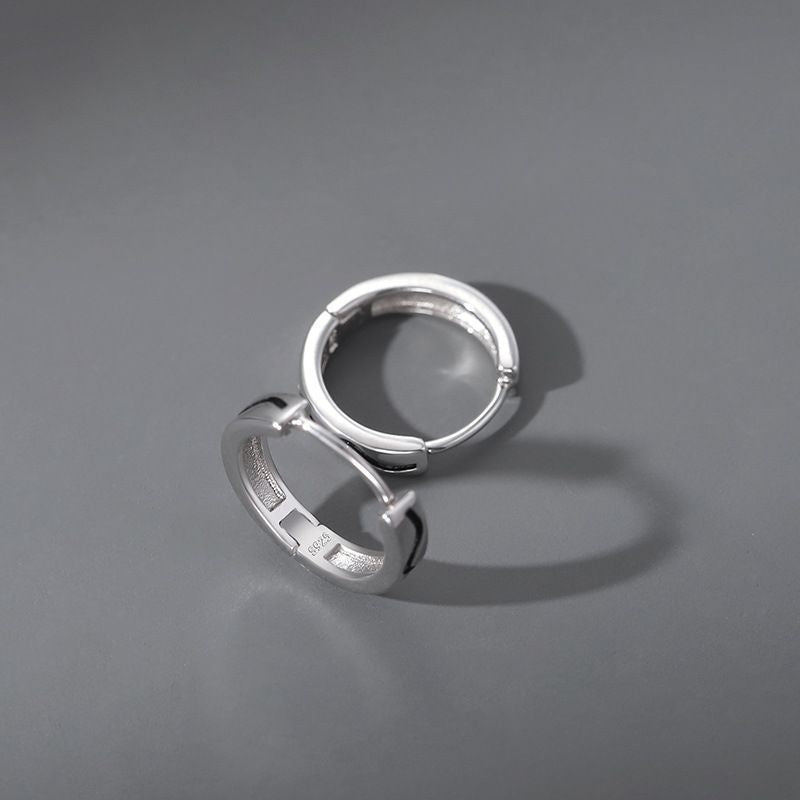Men's Black White Striped Design High Sense Ear Trendy Unique Rings