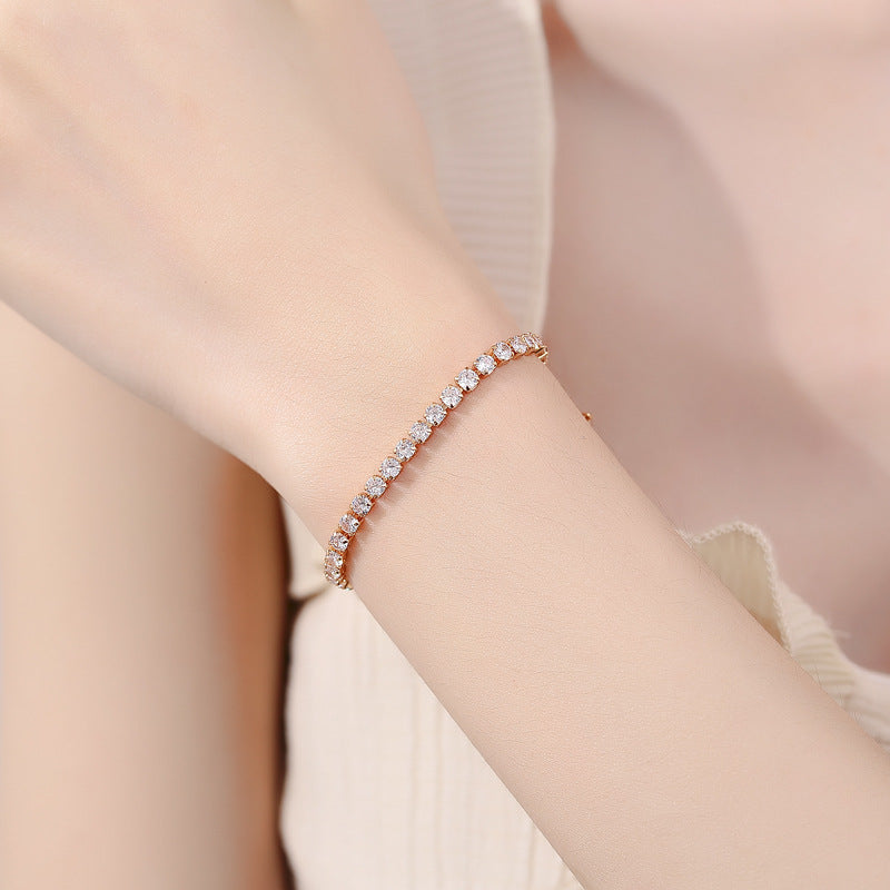 Bracelets de style de luxe à une rangée de diamants étoilés pour femmes, simples et abordables