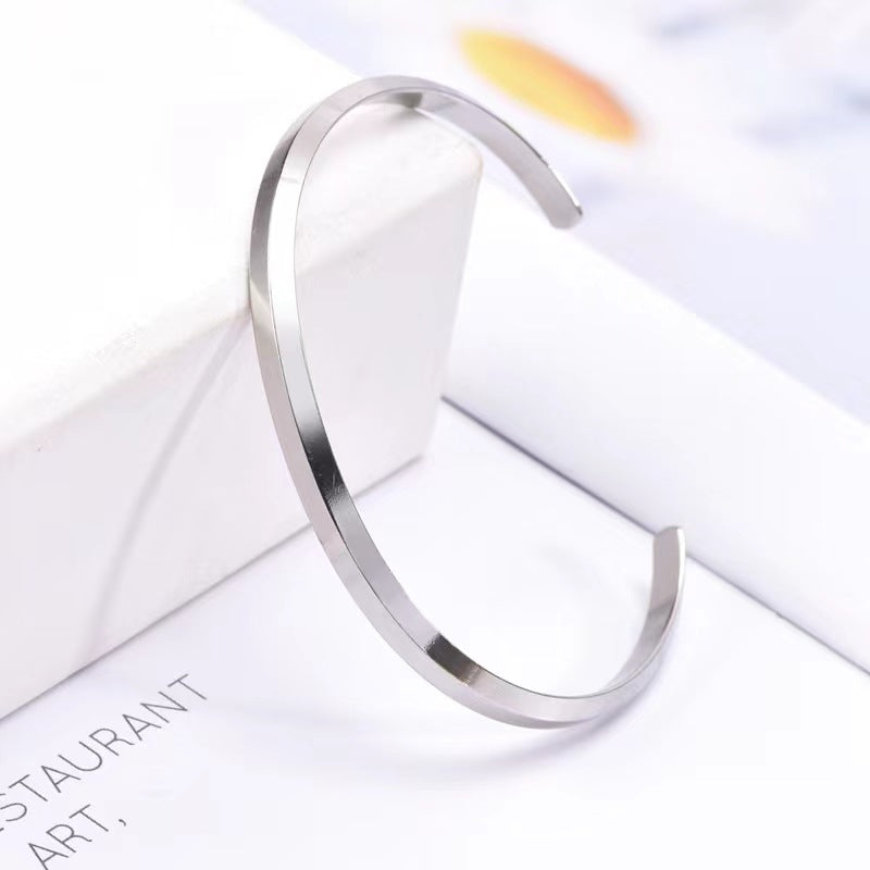 Titanium Steel Open-end Bevel Shaped Gift Female Bracelet