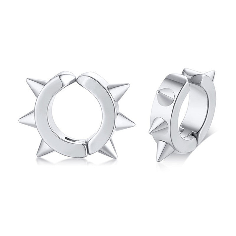 Geometric Clips Stainless Steel Six Pointed Vertebra Piercing Punk Ear Clip