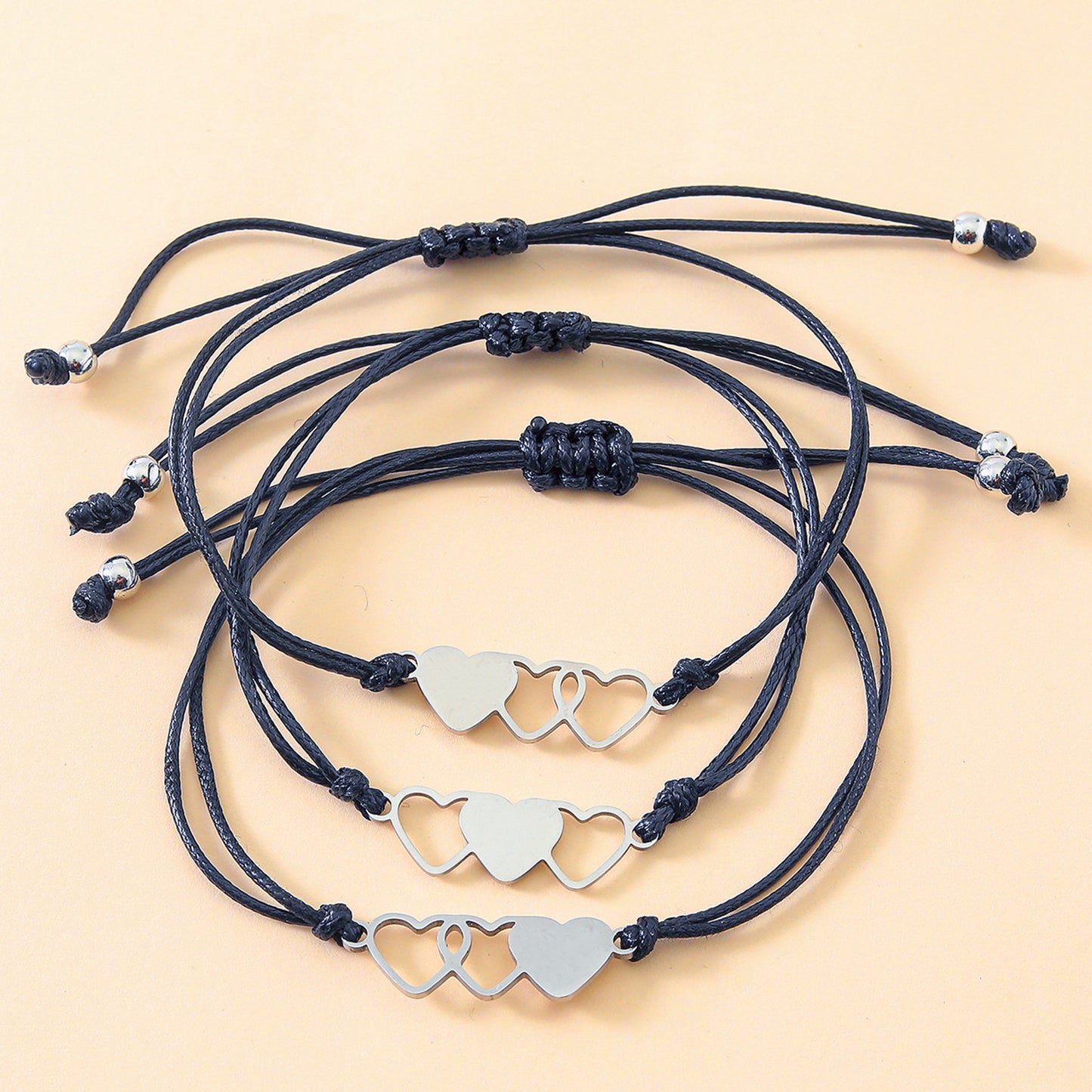 Card Creative Stainless Steel Heart-shaped Wax Bracelets