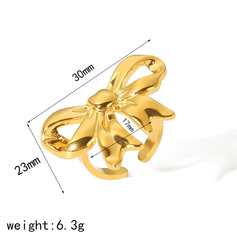 Women's Stainless Steel Bow Simple High-grade Ring