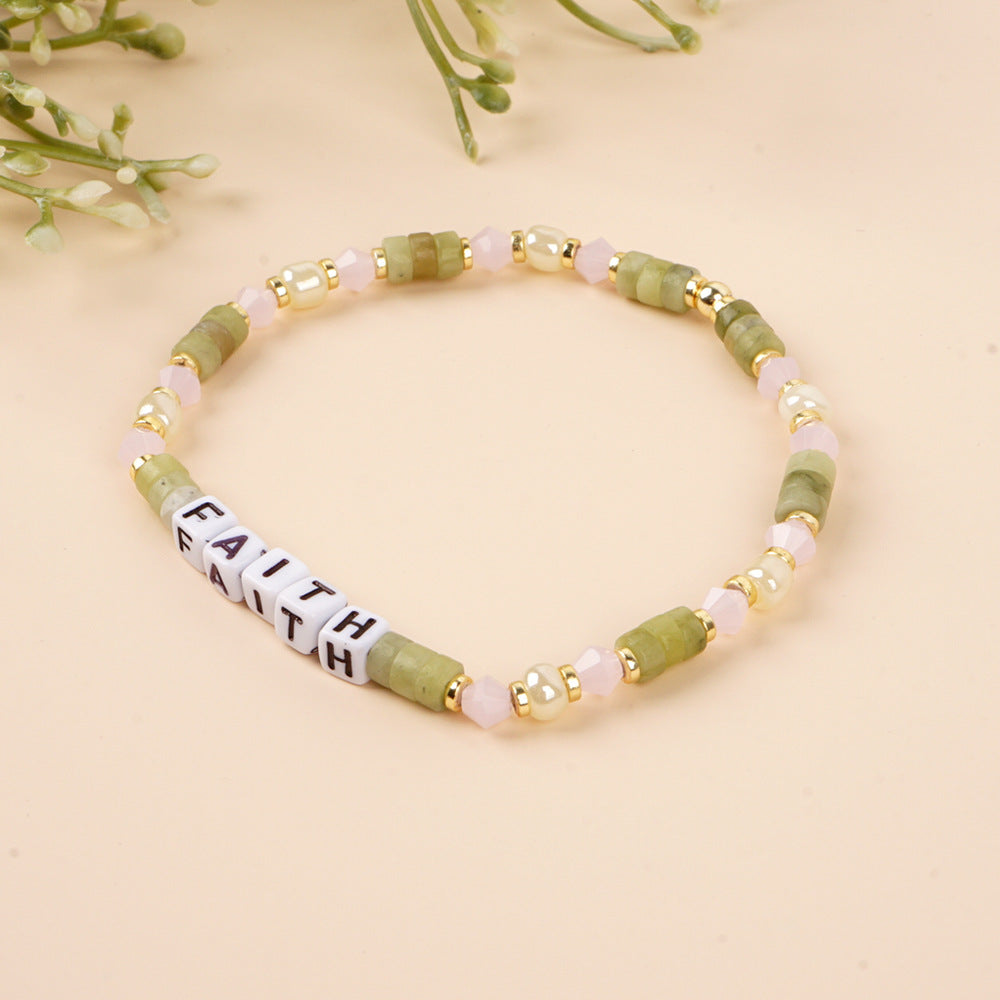 Square Beads Crystal Southern Jade Wafer Bracelets