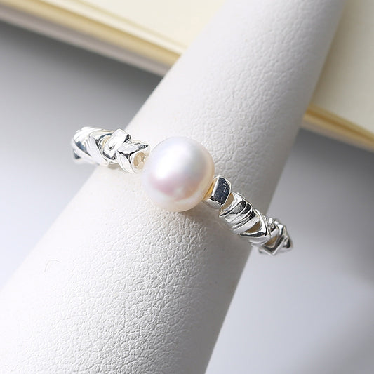 Women's Sier Small Pieces Of Pearl Fashion Rings