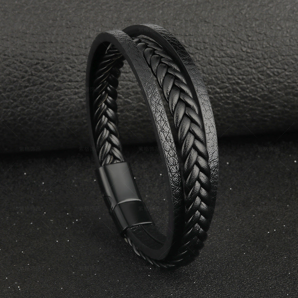 Men's Vintage Leather Rope Braided Ethnic Style Bracelets