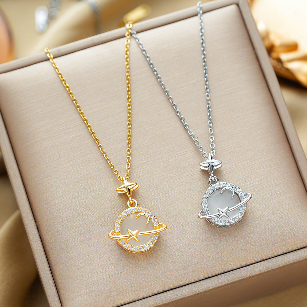 Women's Opal Planet Niche High Sense Clavicle Necklace