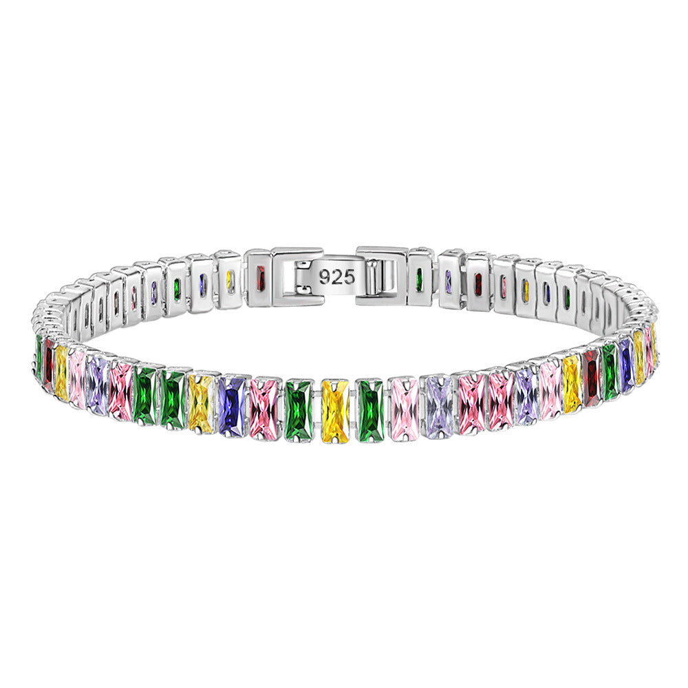 Women's Fashion Colorful Zirconium High-grade Ornament Rectangular Bracelets