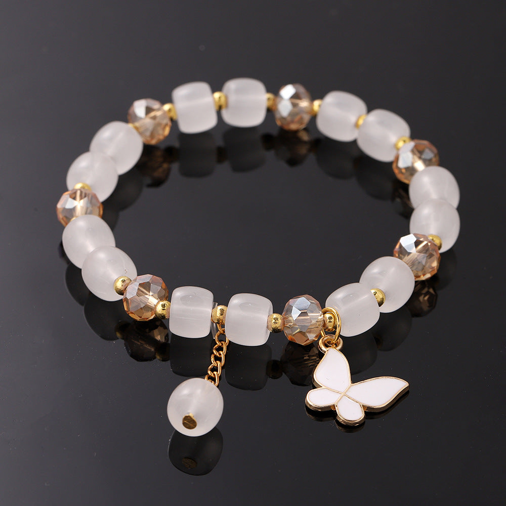 Bracelets féminins en perles de papillon en verre de cristal pour enfants