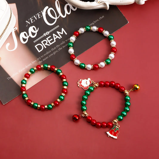 Christmas Santa Claus Color Beaded Suit Bracelets