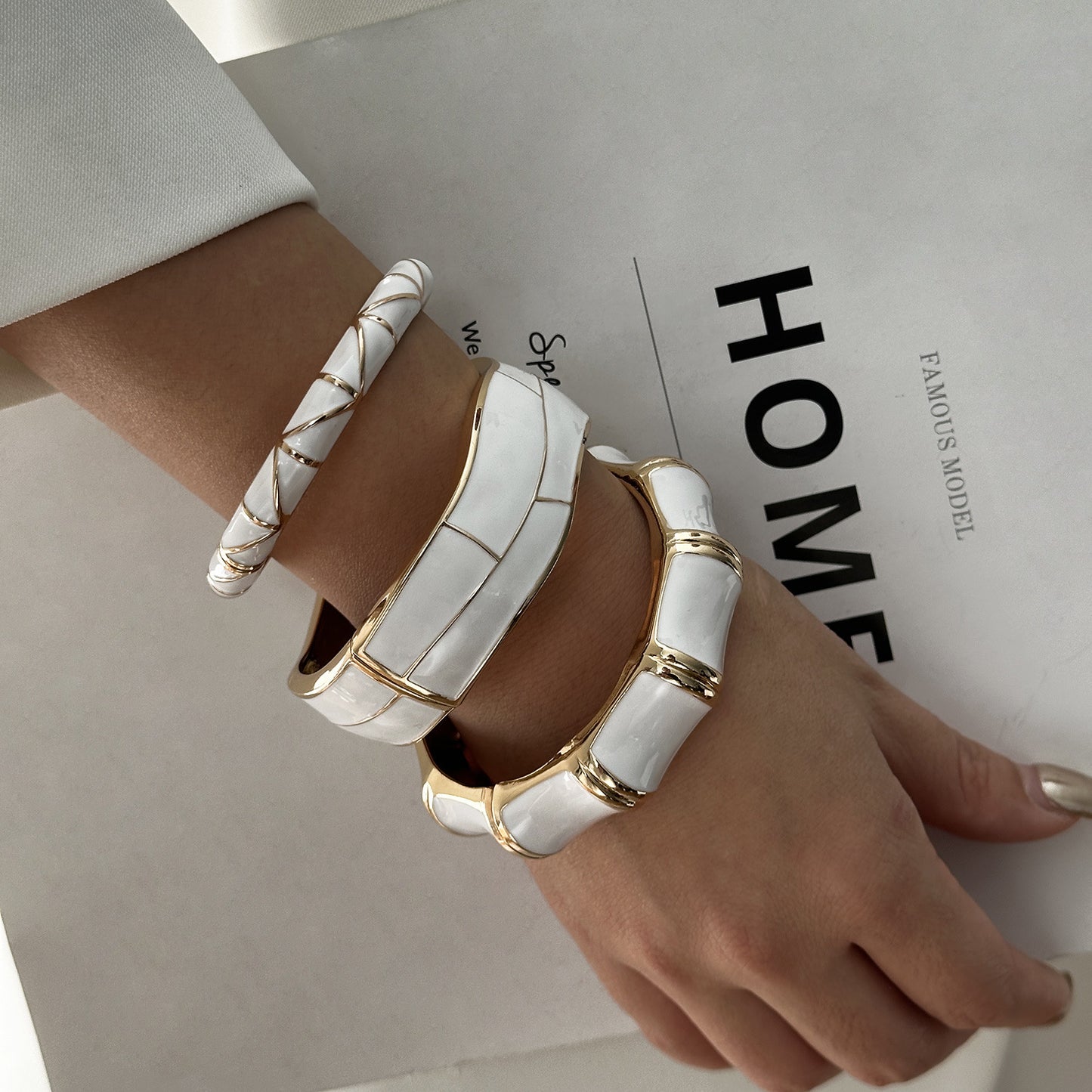 Women's Retro Enamel Alloy Bamboo Exaggerated Personalized Bracelets