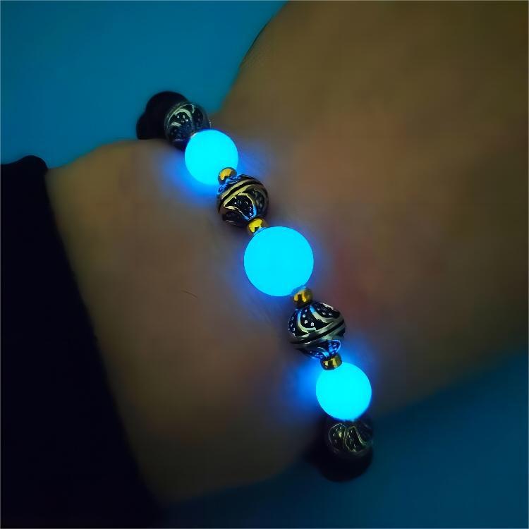 Fashionmonger Bracelets de perles lumineuses de yoga en roche volcanique naturelle