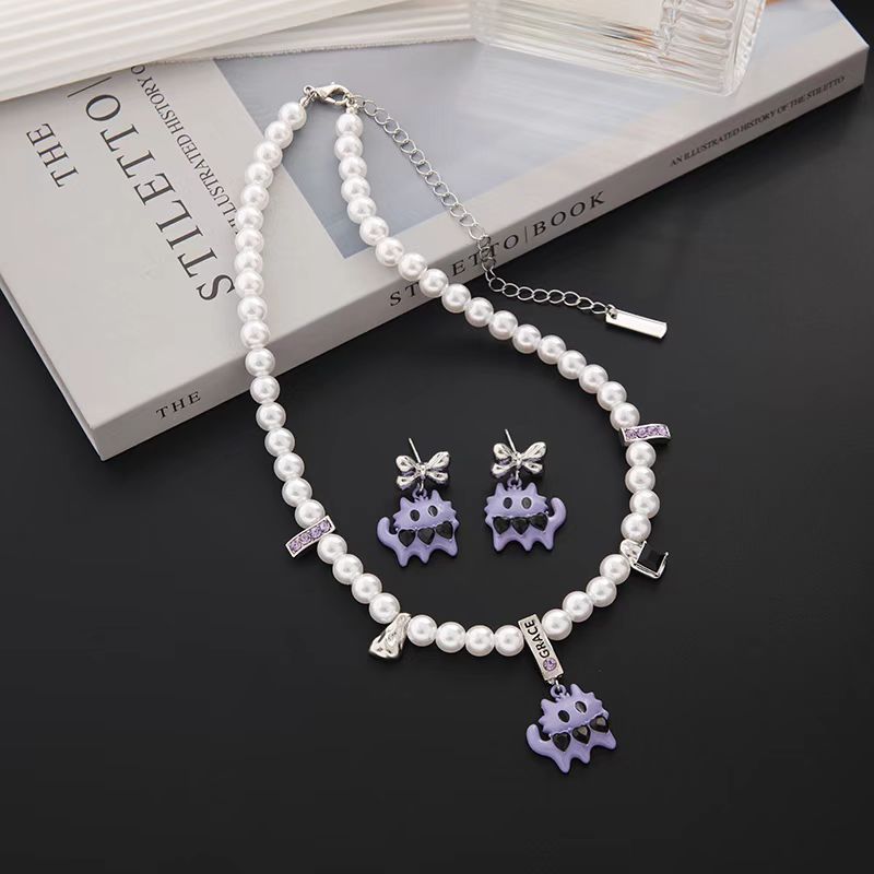 Colliers de niche pour femmes, chat noir, nœud papillon, perles, strass