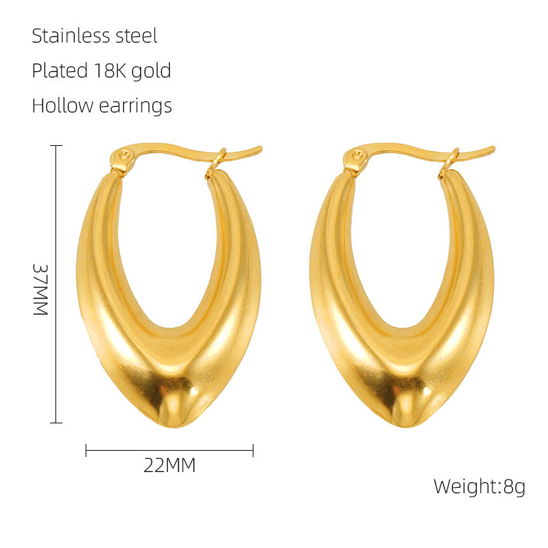 Hollow Crescent Female Gold Titanium French Earrings