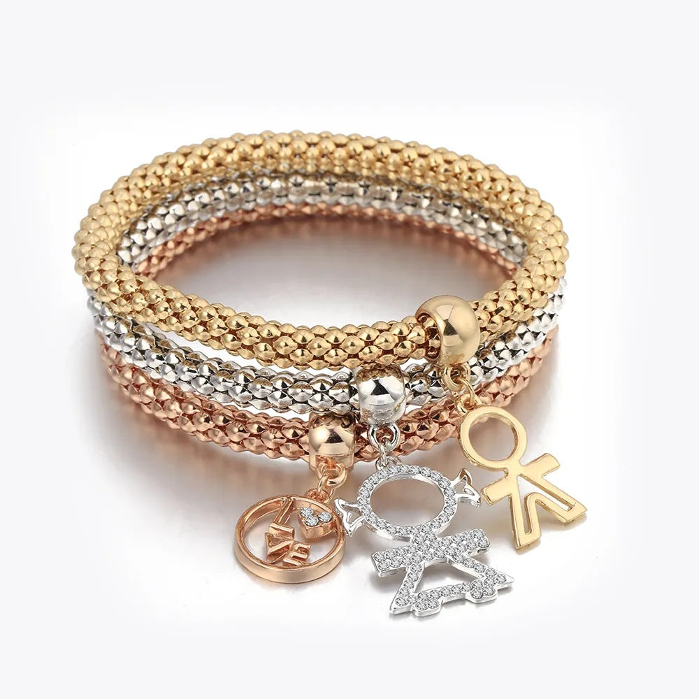 Diamond Pendant Alloy Three-color Suit Stretch Bracelets