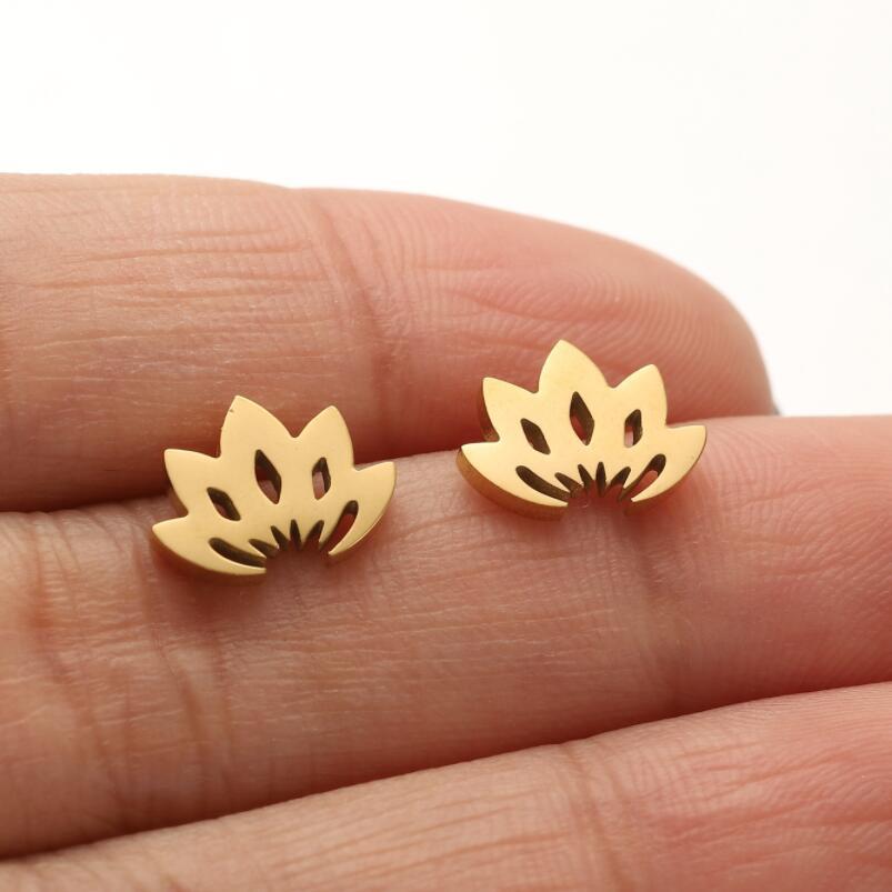 Steel Lotus Core Pattern Chinese Style Ear Stud Earrings