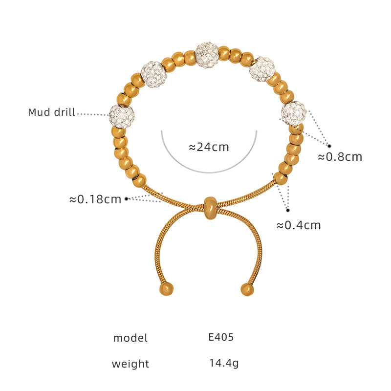 Bracelets en acier titane pour femmes, plein de diamants, perles de Zircon, tendance