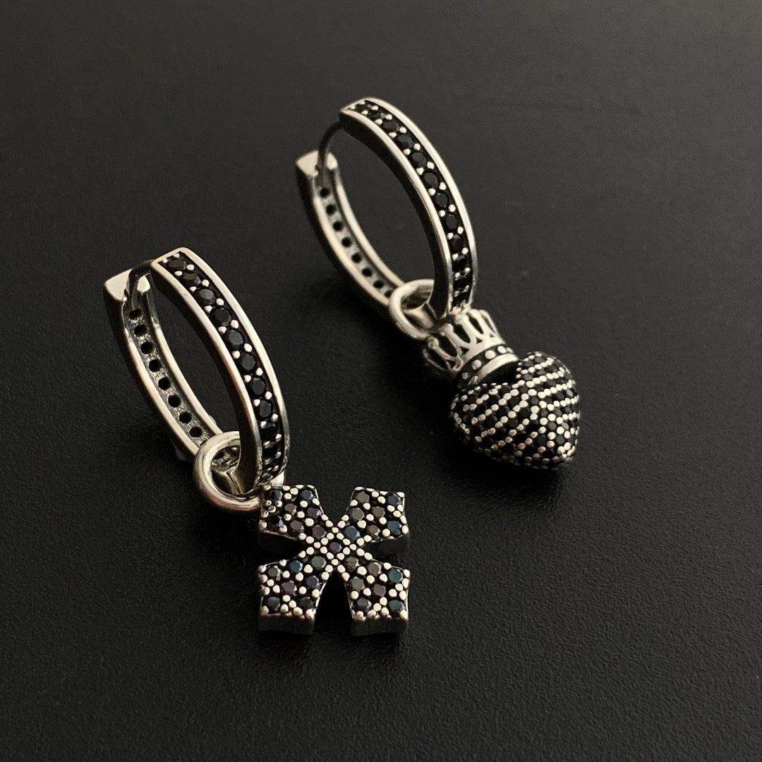 Shiny Cross Crown Love Heart Female Niche Design Rings
