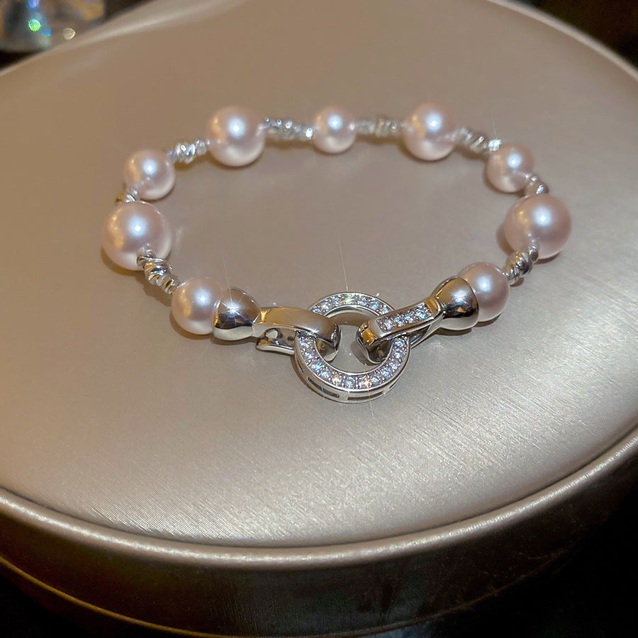 Women's Zircon Pearl Bee Buckle French Vintage Court Bracelets