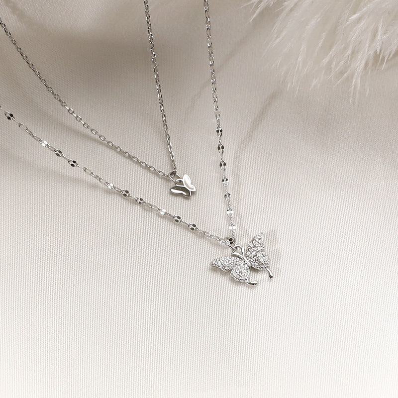 Women's Diamond Butterfly Design Temperament Clavicle Chain Necklaces