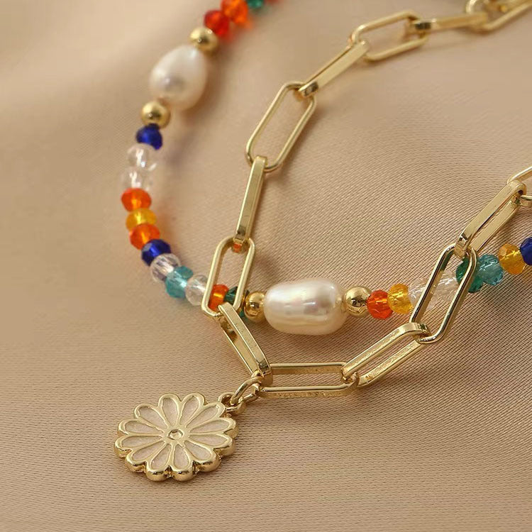 Women's Colorful Beaded Flower For Niche Design Summer Bracelets