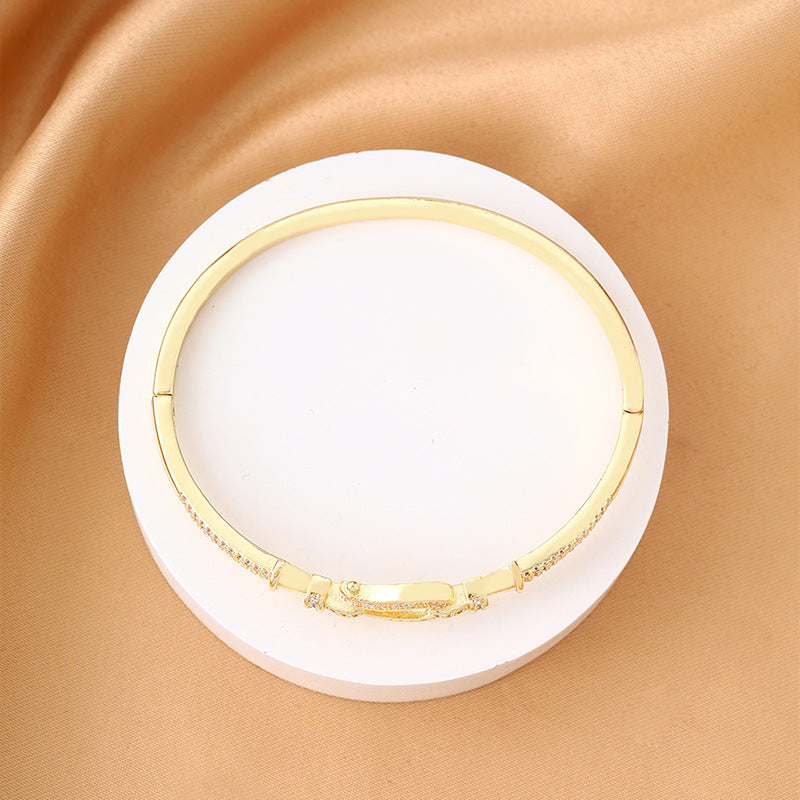 Women's Fashion Full Diamond Horseshoe Bangle High-grade Bracelet