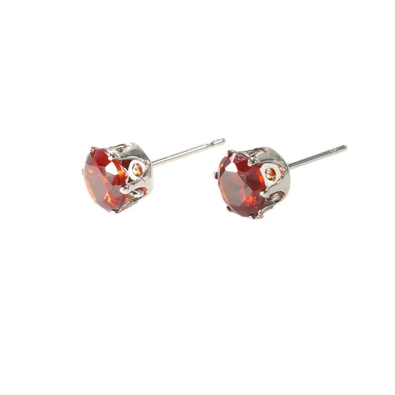 Women's & Men's Steel Color Zircon Diamond For Fashion Stainless Ear Stud Earrings