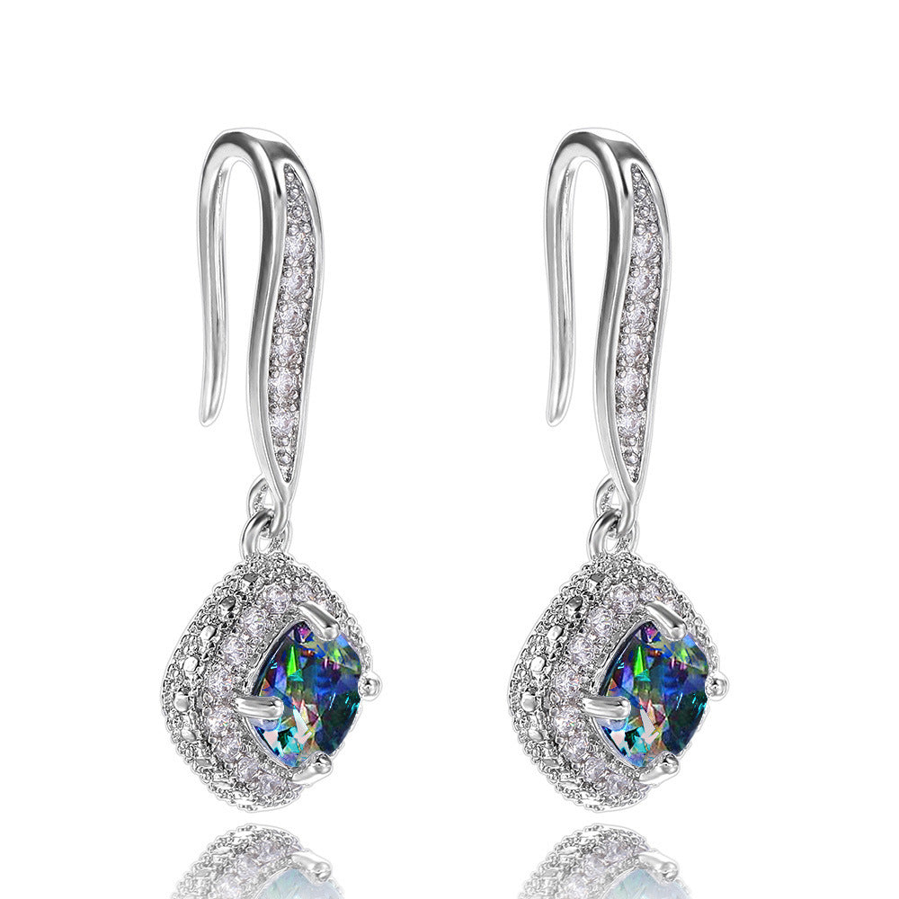 Shi – boucles d'oreilles en Zircon carré élégant pour femmes, bijoux