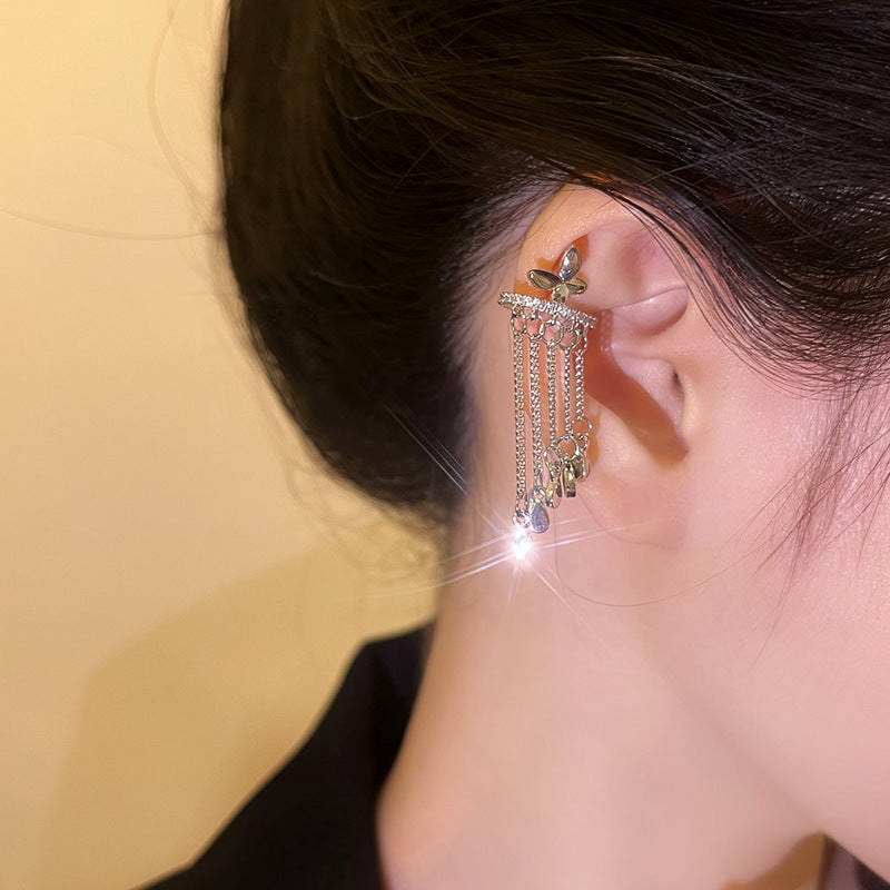 Round Tassel Bone French Vintage Court Style Light Ear Clip