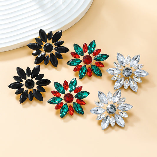 Flower Female Fashion Elegant Full Diamond Earrings