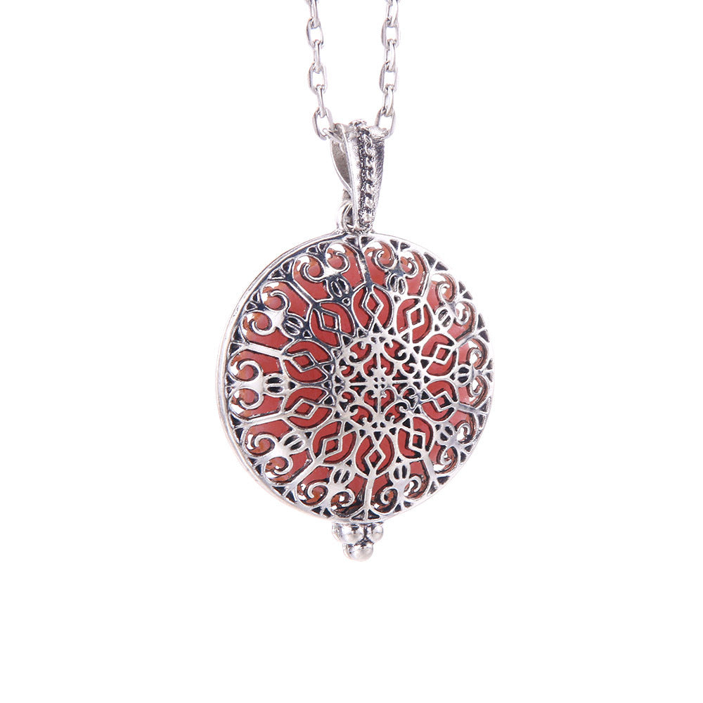 Hollow Lucky Tree Round Alloy Medal Charm Necklace