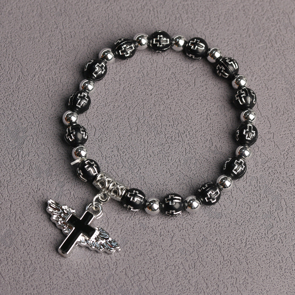Angel Cross Beads Colorful Gold Elastic Bracelets