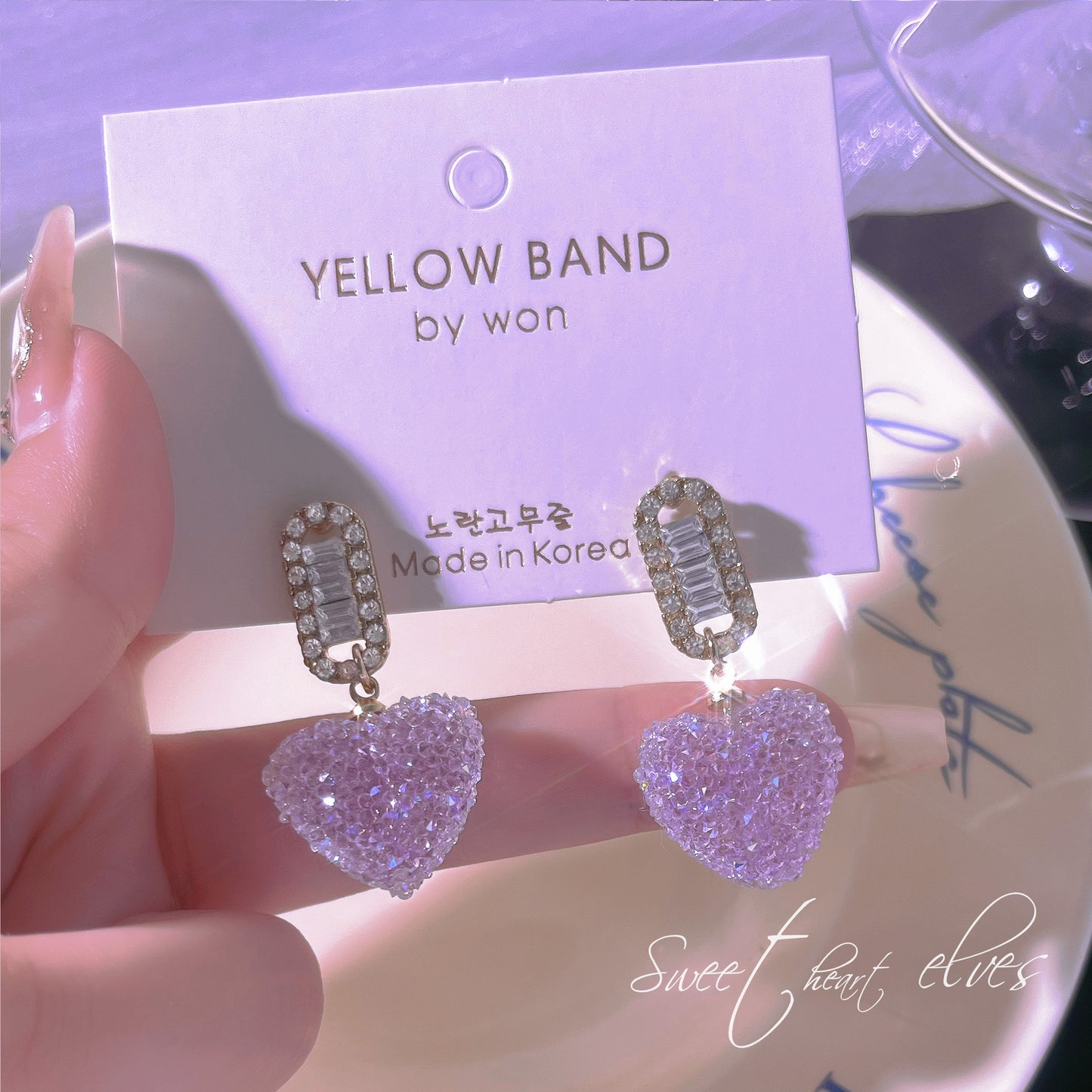 Purple Soft Candy Peach Heart Female Rings