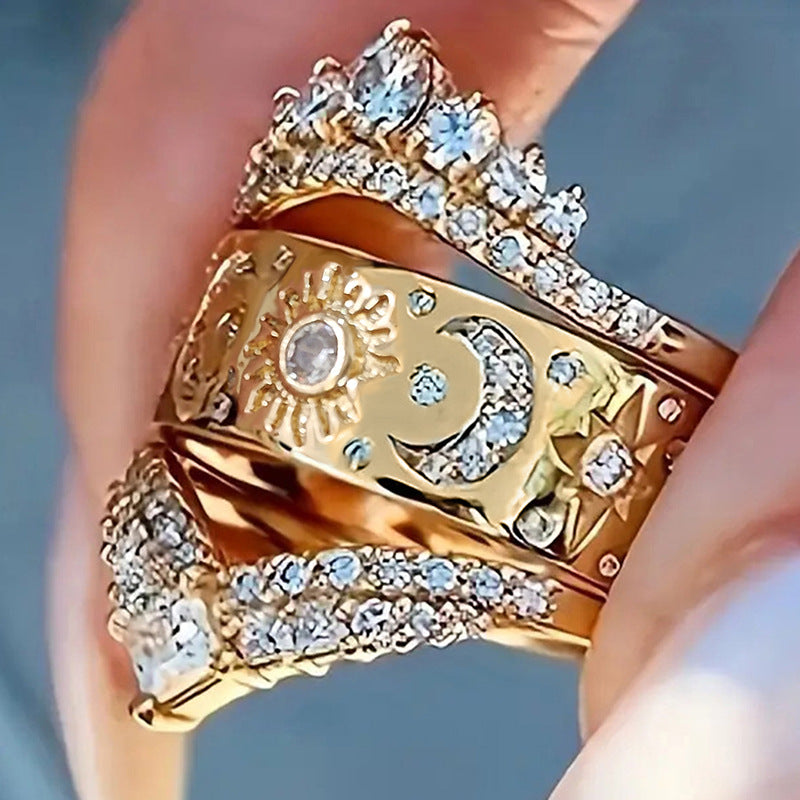 Palace Style Advanced Old Money Female Three-in-one Ring