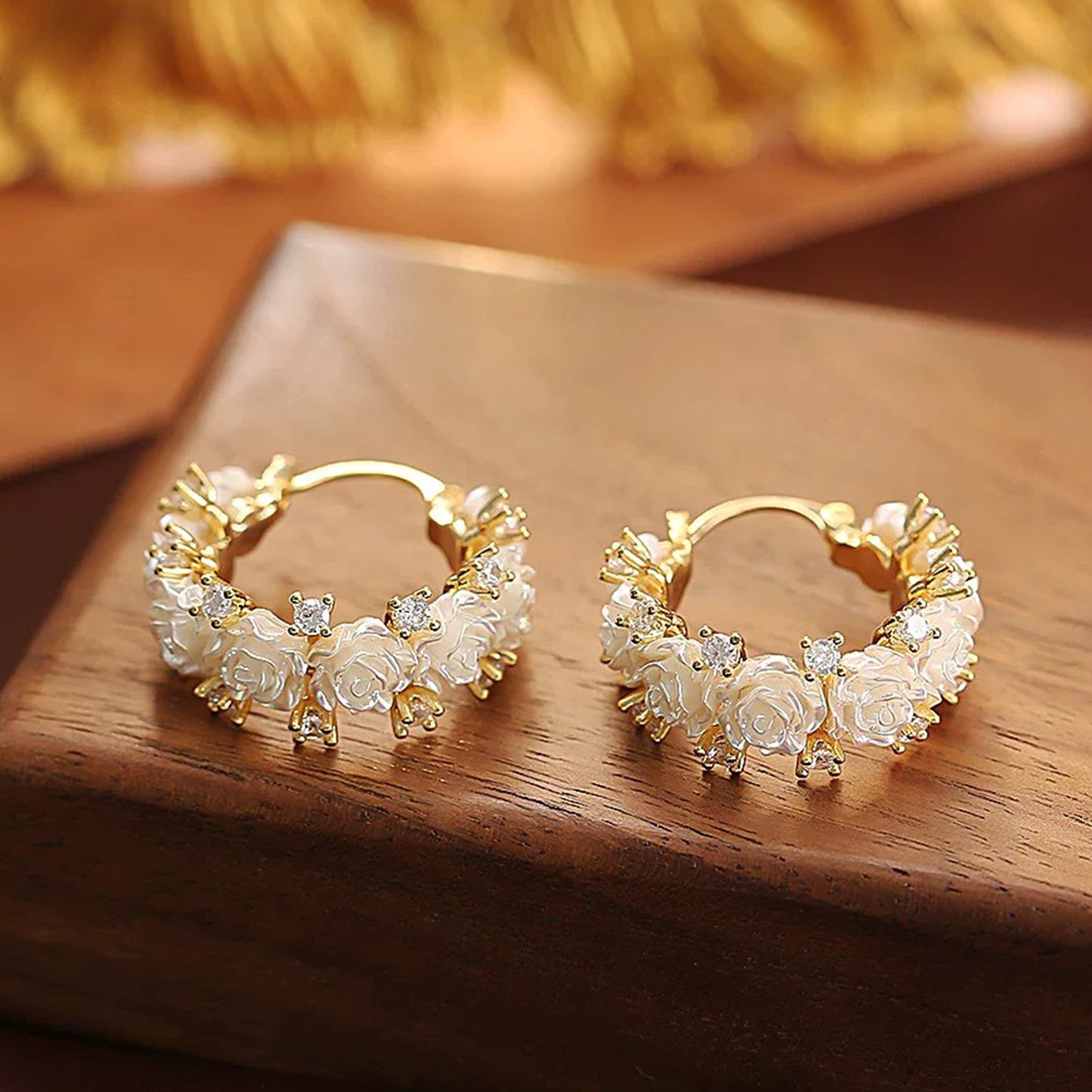 Rose Zircon High-grade Fashion Romantic Aura Female Fresh Sweet Ear Buckle