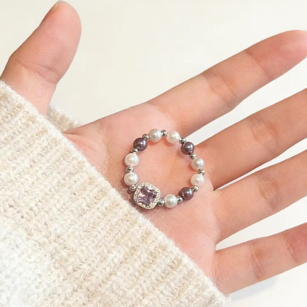 Design Purple Zircon Cube Sugar Pearl Female Light Bracelet