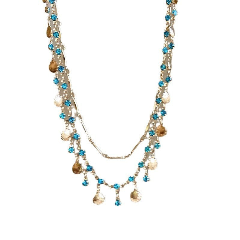 Zircon Female Twin Light Luxury Minority Tassel Clavicle Jewelry Set