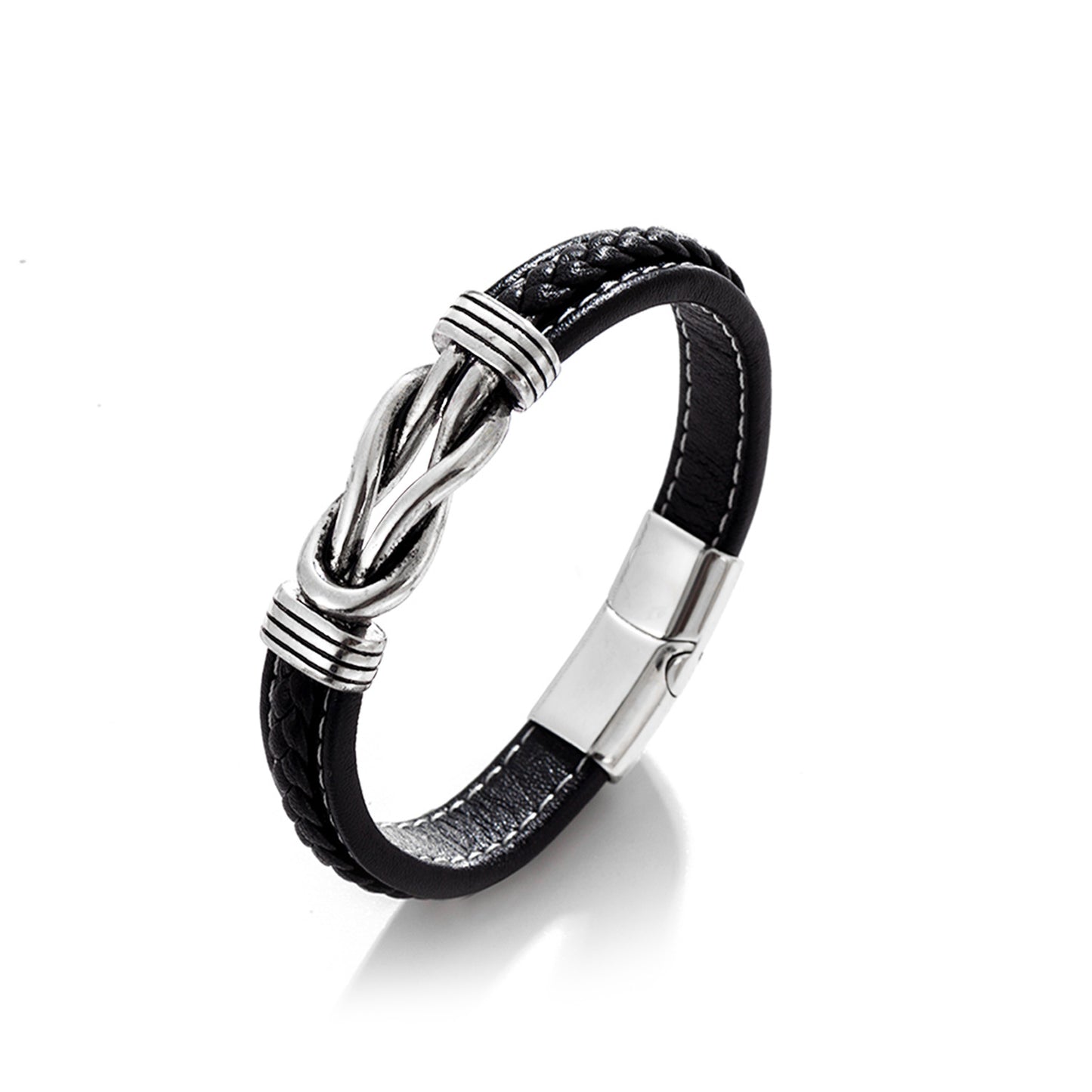 Men's Leather Stainless Steel Magnetic Buckle Trendy Bracelets