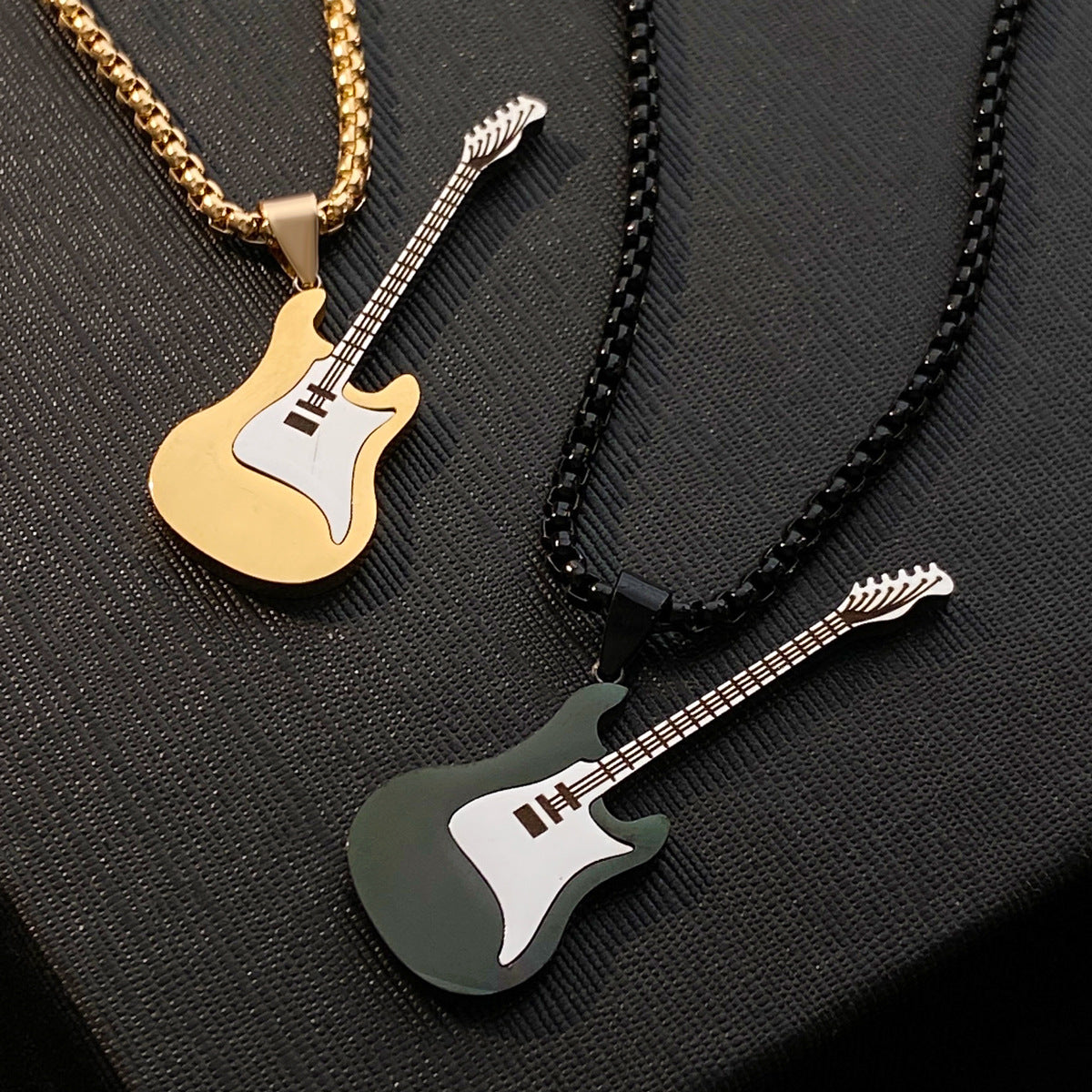 Women's & Men's Steel Guitar Punk Hip Hop Creative Design Electric Sweater Chain Jewelry Set
