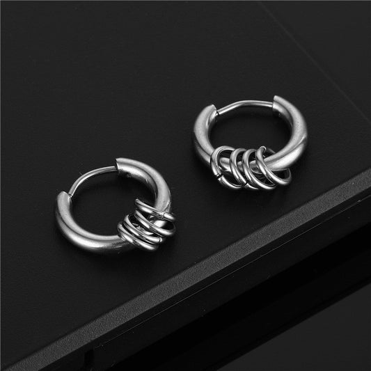Men's High-grade Simple Hip Hop Style Fashion Titanium Steel Stainless Retro Rings