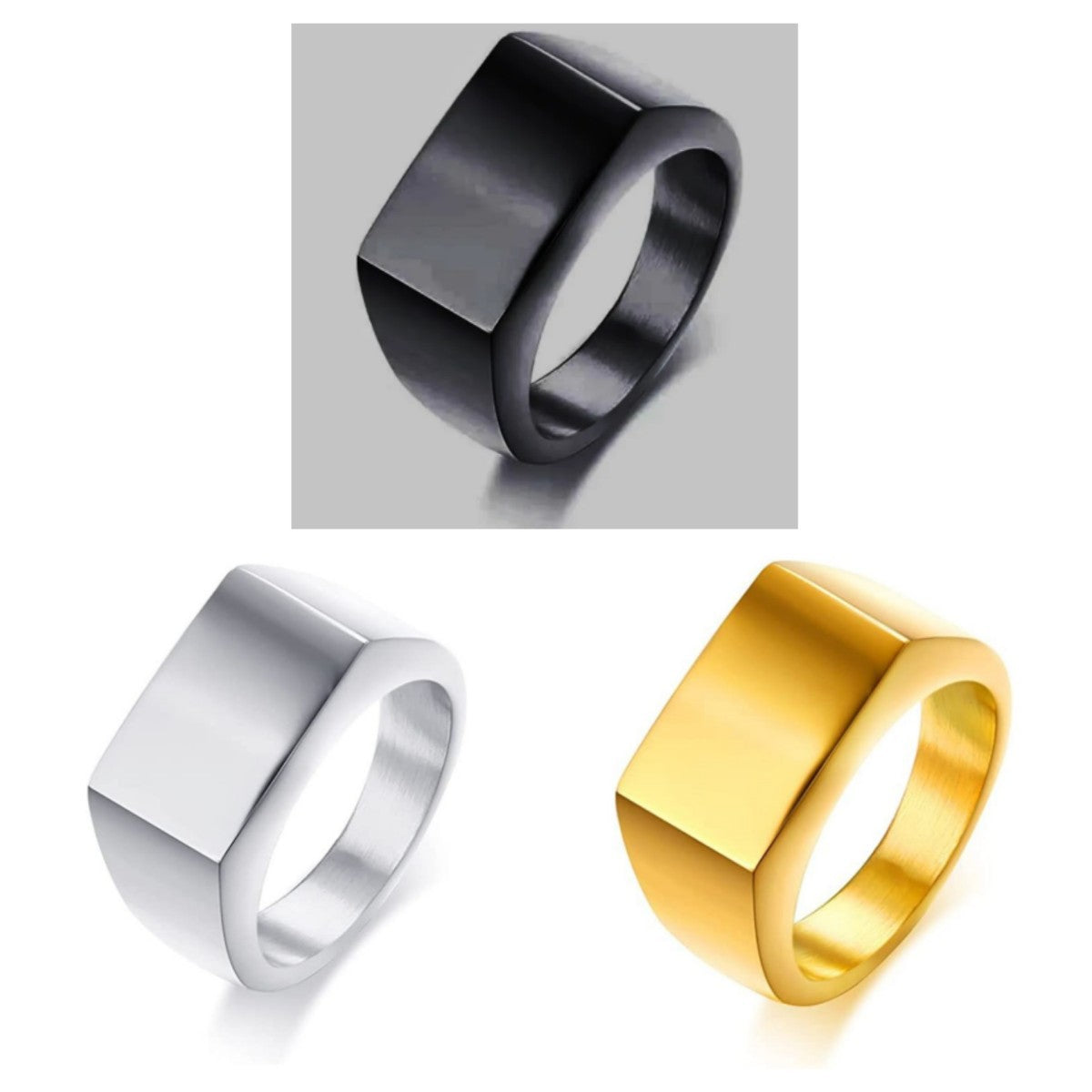 Men's Copper Domineering Business Gold Sier Black Rings