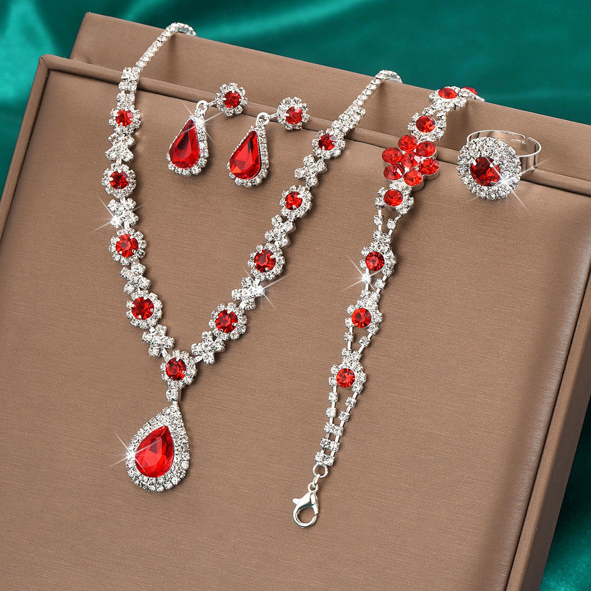 Women's Fashion High-grade Crystal Gem Water Drop Jewelry Set