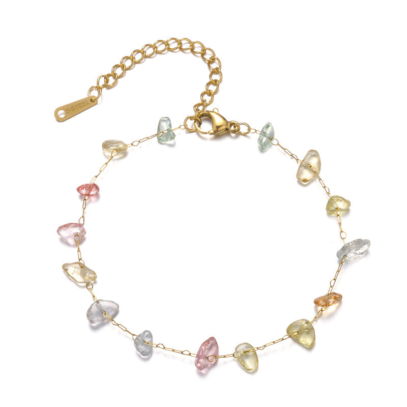 Colorful Natural Stone Crystal String Beads Female Simple Bracelets