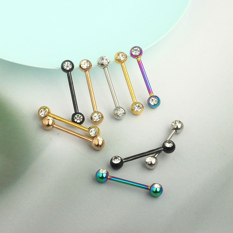 Stainless Steel Cleaning Ball Frosted Diamond Tongue Pin Earrings