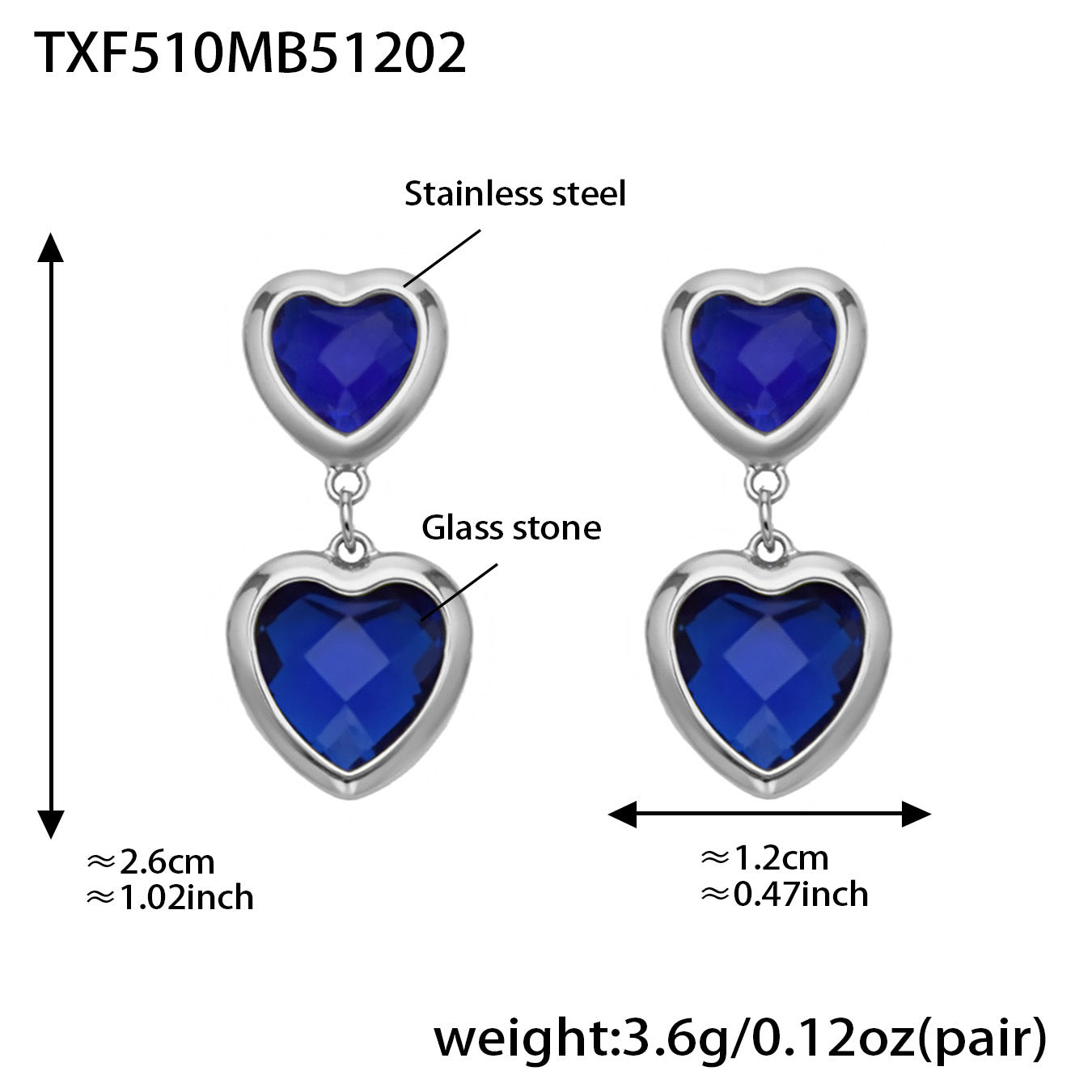Cut Candy Color Heart-shaped Glass Stone Fashion Exquisite Stainless Rings