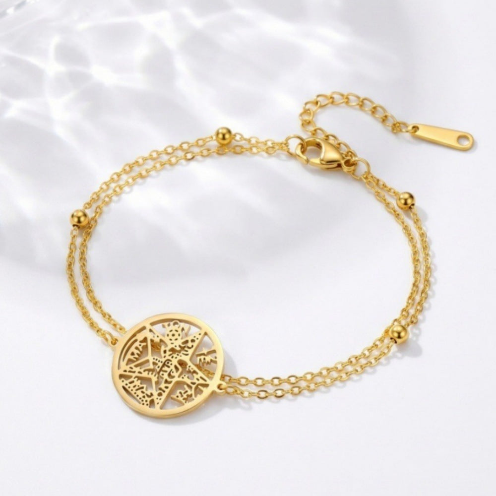 Women's & Men's Hollow Five-pointed Star Stainless Steel Adjustable Bracelet