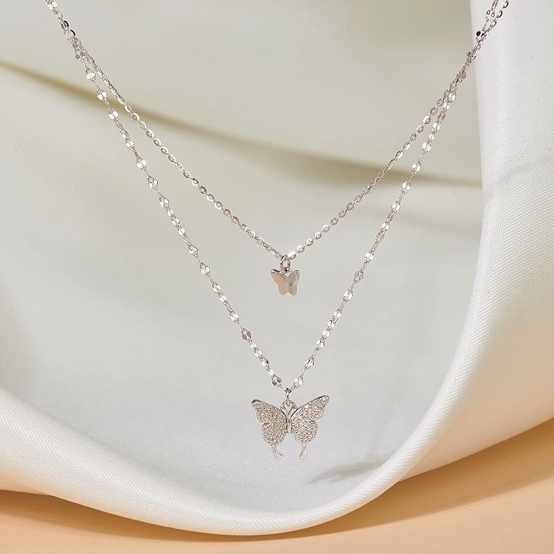 Women's Diamond Butterfly Design Temperament Clavicle Chain Necklaces