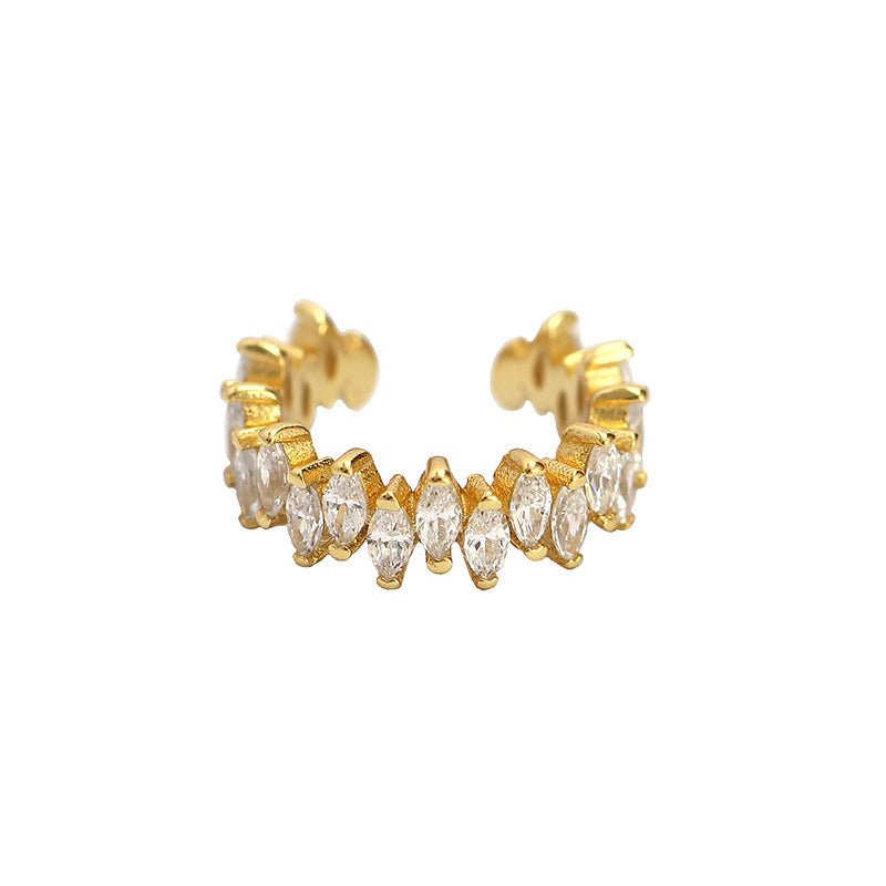 Light Luxury Sier Horse Eyes Zircon High Sense Ear Clip